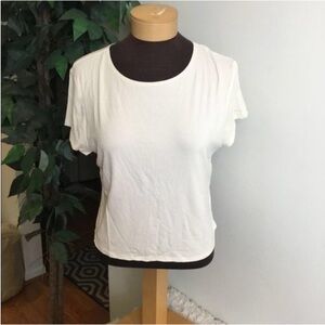 POPSUGAR cream Ribbed Crewneck Short Sleeve Crop Top XXL NWT
